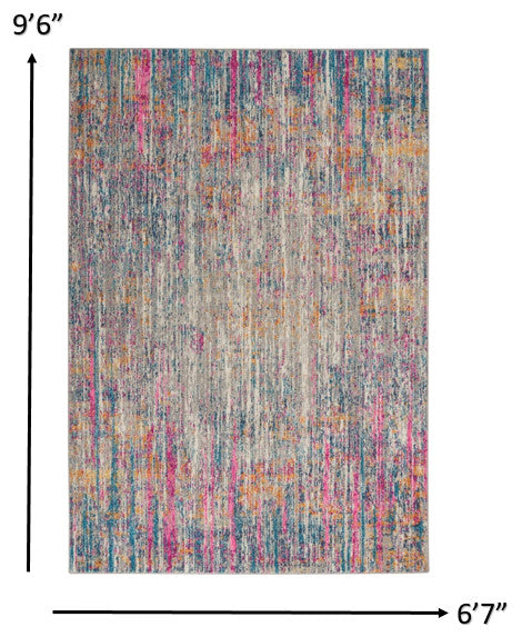7' X 10' Pink And Ivory Abstract Power Loom Area Rug