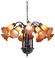 24" Wide Amber Tiffany Pond Lily 12 Light Chandelier