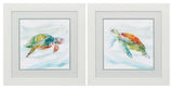 19" X 19" White Frame Turtle Tropics (Set Of 2)