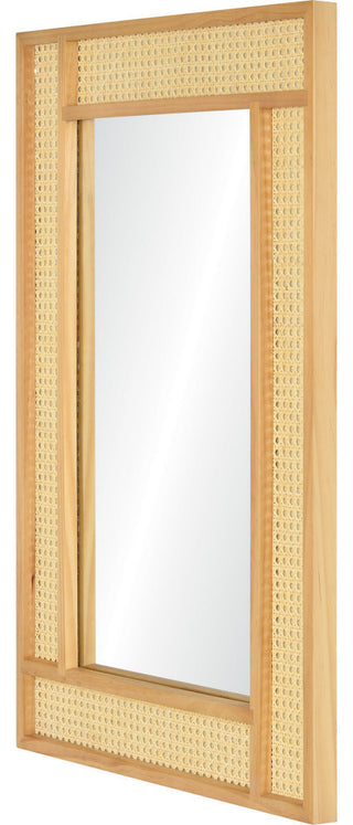 Wren Rectangular Rattan And Pine Wood Wall Mirror