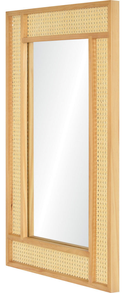 Wren Rectangular Rattan And Pine Wood Wall Mirror