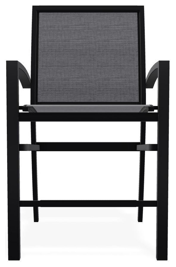 Kendall Sling Balcony Height Stackable Outdoor Stool, Augustine Pewter/Black