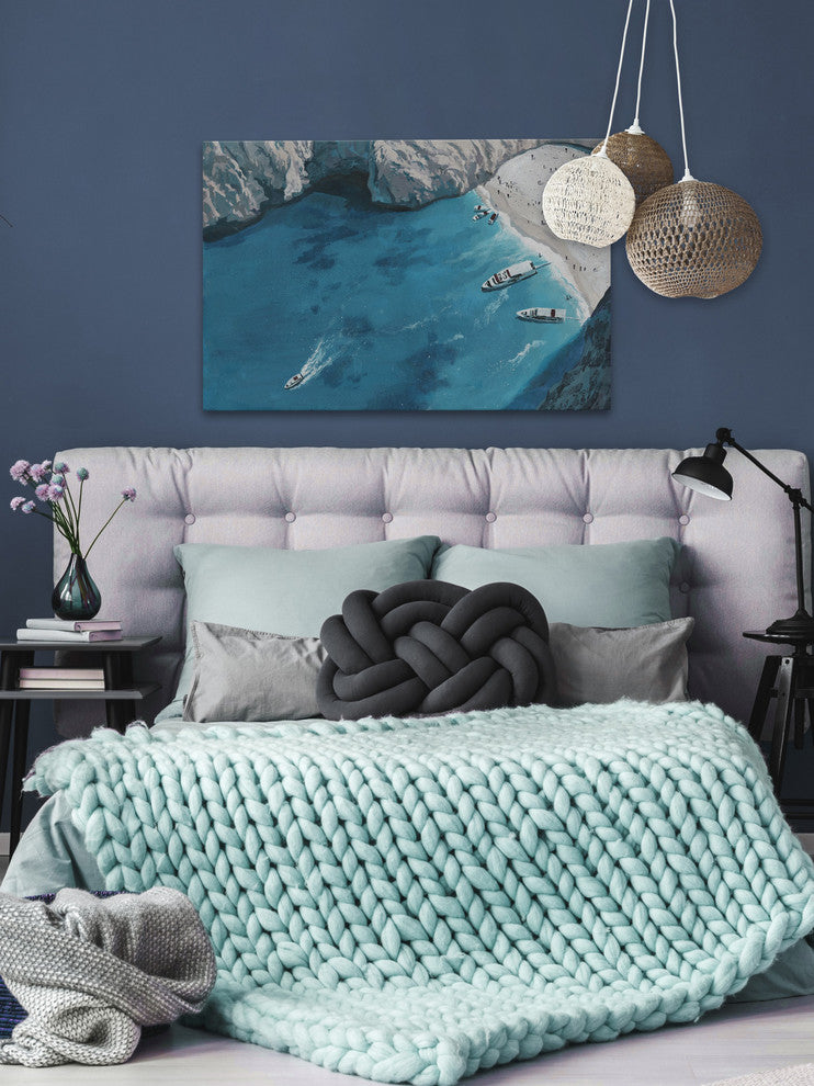 "Blue Cove" Painting Print on Wrapped Canvas, 60"x40"