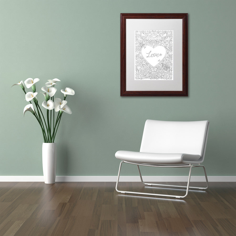Hello Angel ''Arrow to my Heart'' Art, Wood Frame, White Mat, 14x11