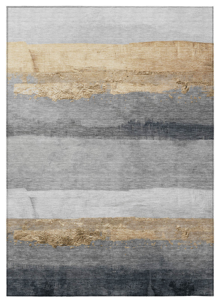 Machine Washable Indoor/Outdoor Chantille ACN1883 Gold 2'6" x 3'10" Rug