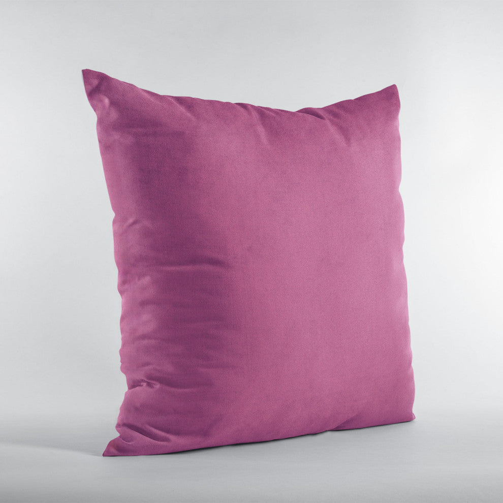 Pink Solid Shiny Velvet Luxury Throw Pillow, Double sided 24"x24"