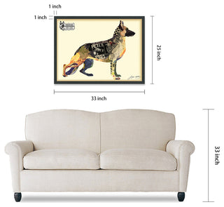 German Shepherd Dog Dimensional Handmade Collage Wall Art Framed Under Glass