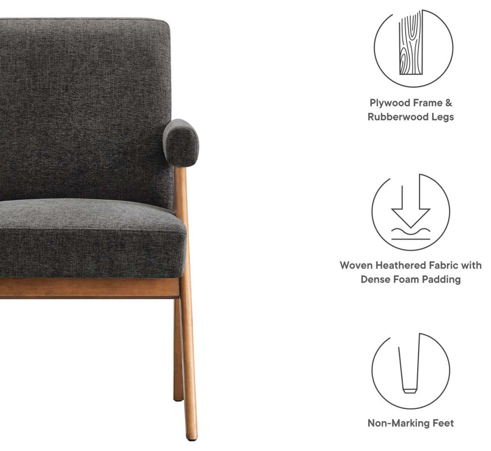 Lyra Fabric Dining Room Chair, Set of 2, Dark Gray Fabric