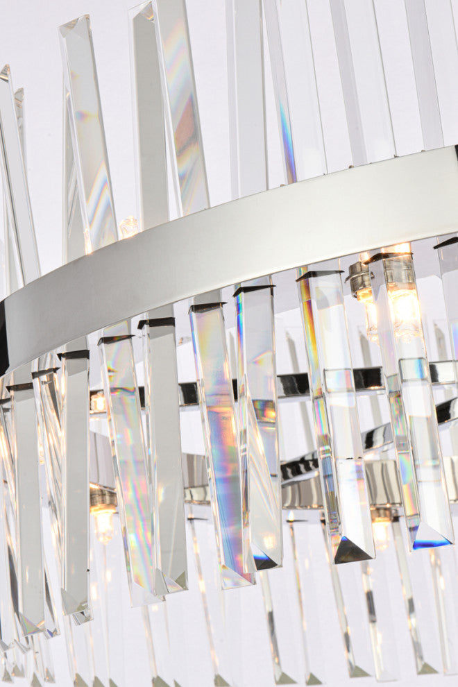 Home Living 36" 3 Tiers Crystal Round Chandelier Light, Chrome