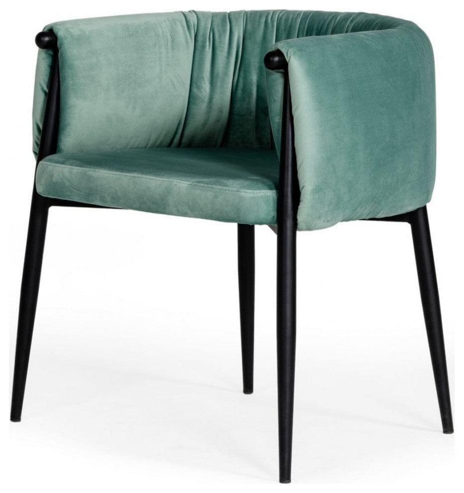 Mod Light Green and Black Velvet Dining or Side Chair