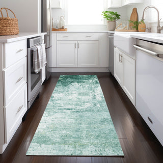 Machine Washable Indoor/Outdoor Chantille ACN1766 Aqua 2'3" x 7'6" Runner Rug