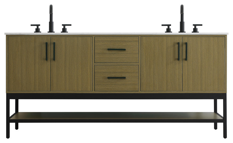 Home Living 72" Double Bathroom Vanity, Chestnut Brown