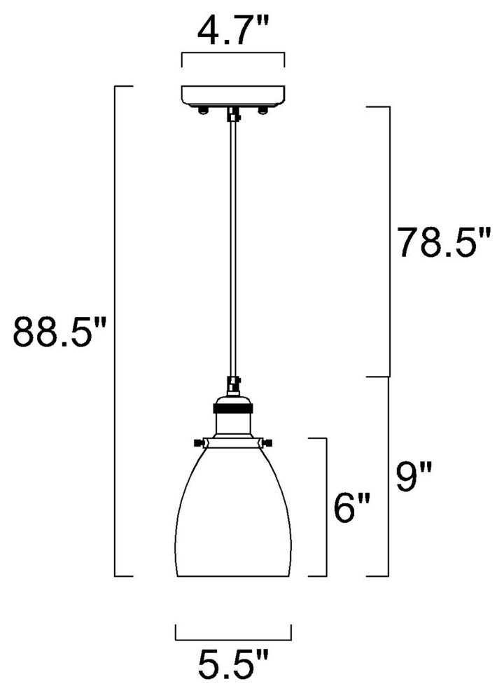 1-Light Black and Antique Brass Mini Pendant Light With Clear Bell Glass Shade