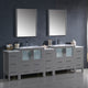 96" Gray Double Sink Bathroom Vanity With 3 Side Cabinets, Faucet, FFT9151BN