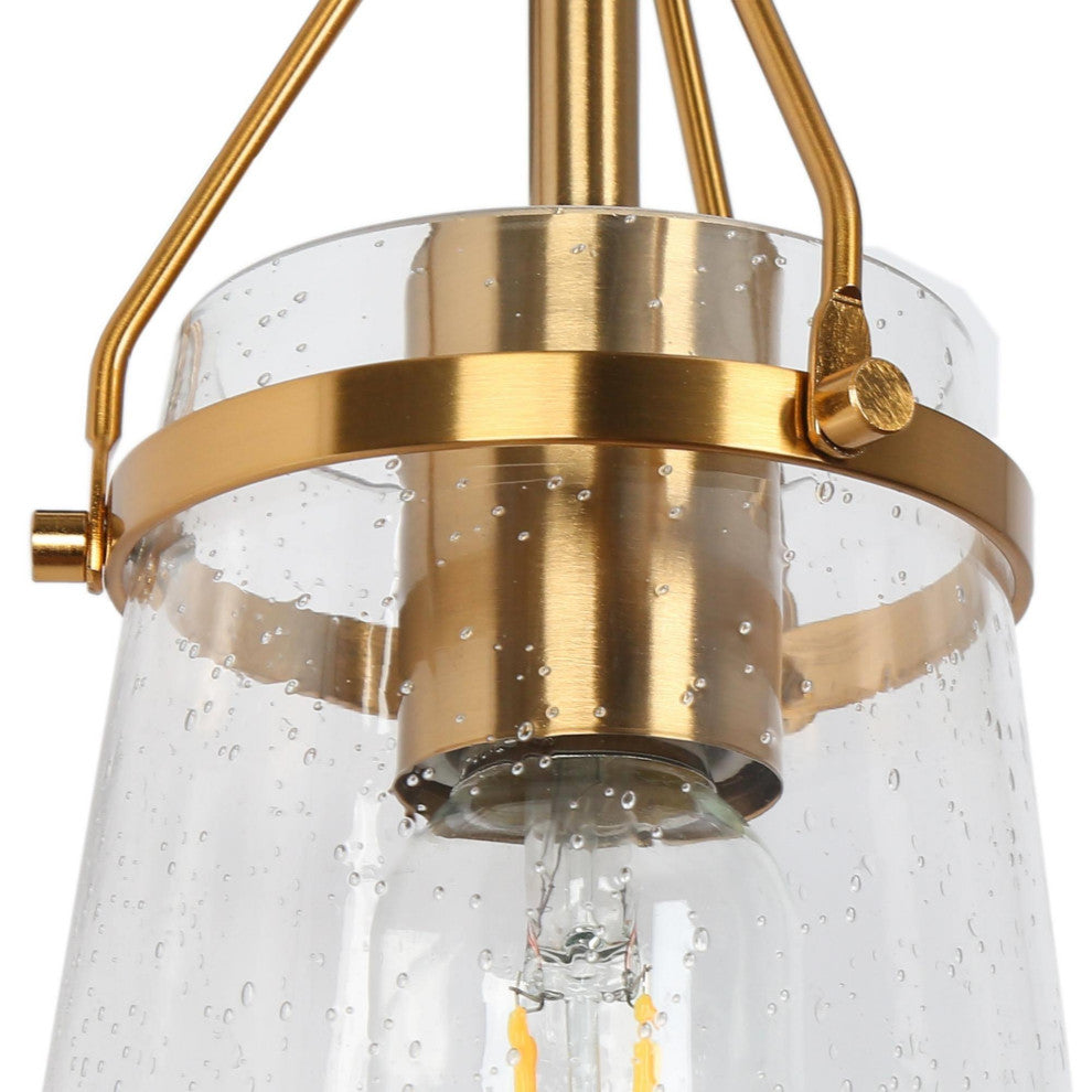 LNC Polished Gold Modern Seeded-Glass Wall Sconce, 1 Light