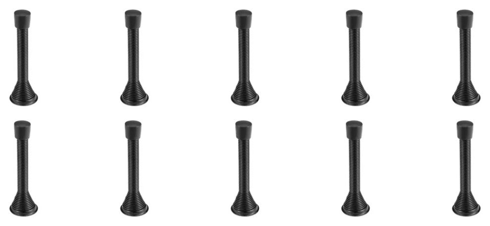 Matte Black Baseboard Spring Door Stop, 10-PACK