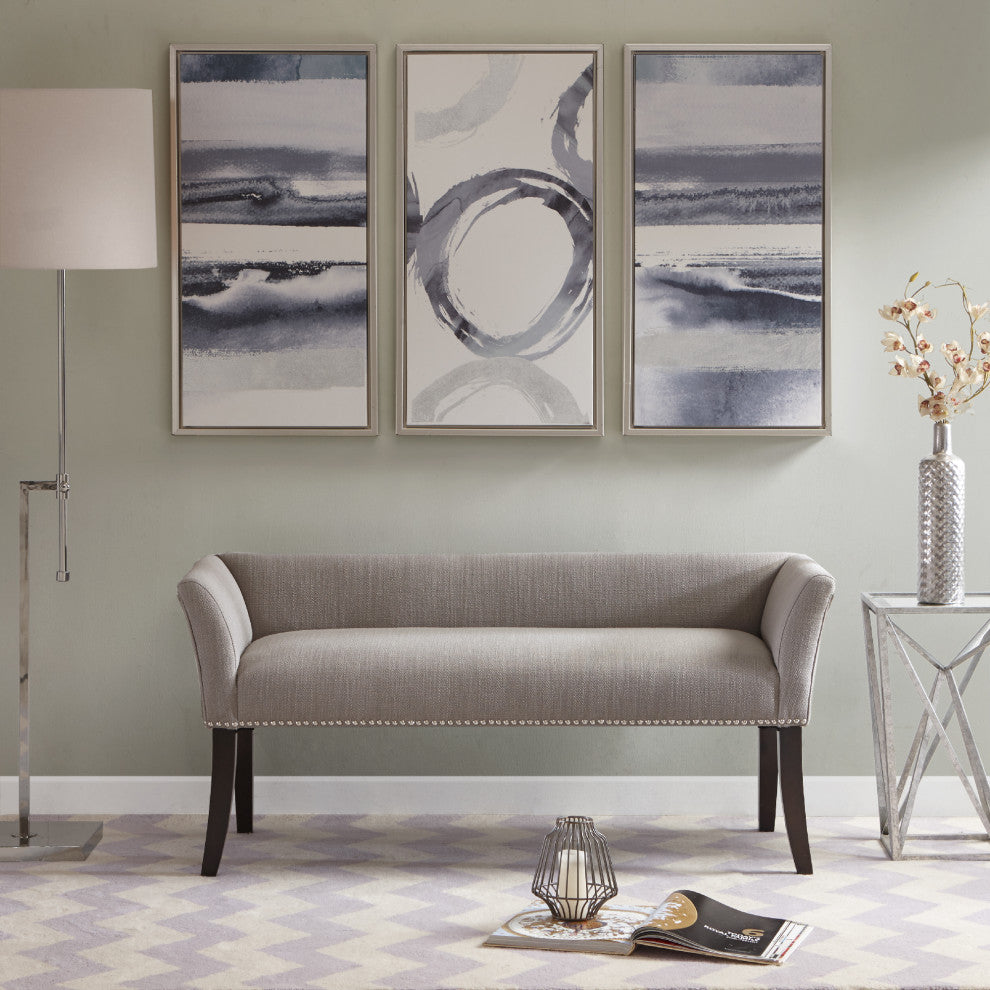 Madison Park Flared Low Arm Low Back Accent Bench Chair, Grey