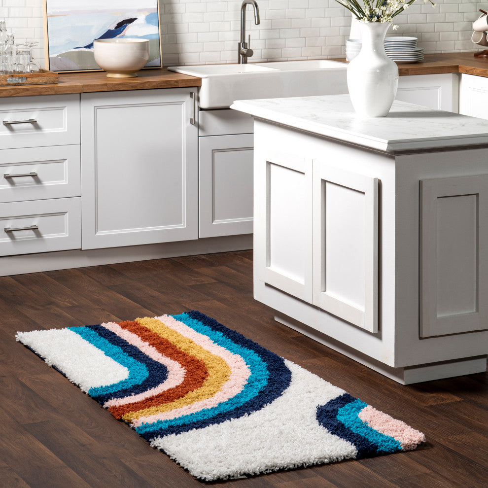 Blue Half Rug Nuloom Ela Half Rainbow Shag Area Rug, Blue 2'6
