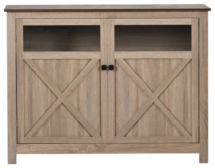 Industrial TV Stand Sideboard with 2 Doors Adjustable Panels Open Style Cabinet