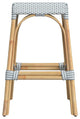 Tobias 30" Rectangular Rattan Barstool, Light Blue
