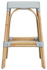Tobias 30" Rectangular Rattan Barstool, Light Blue