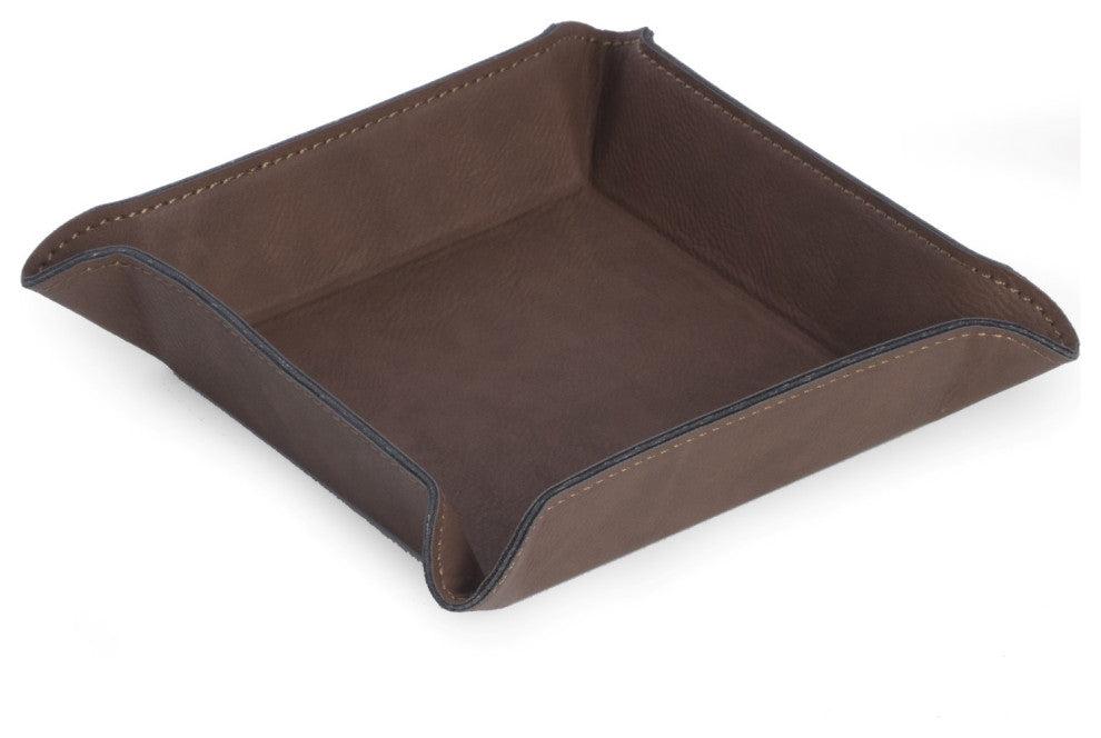 Square Valet, Rustic Brown Leatherette