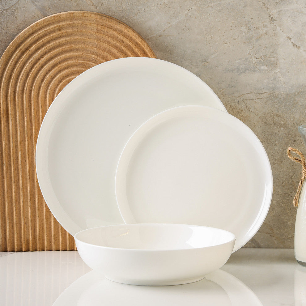 Stone Lain Gabrielle Bone China Dinnerware Set, White, 24-Piece