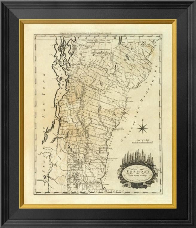 "Vermont, 1795" Framed Canvas Giclee by Mathew Carey, 17x20"