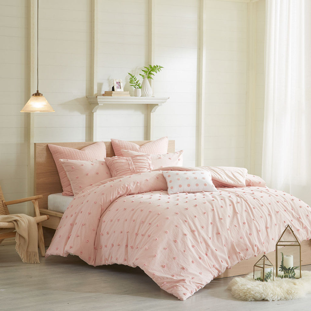 Urban Habitat Brooklyn Pom-Pom 7-Piece Duvet Cover Set, Pink