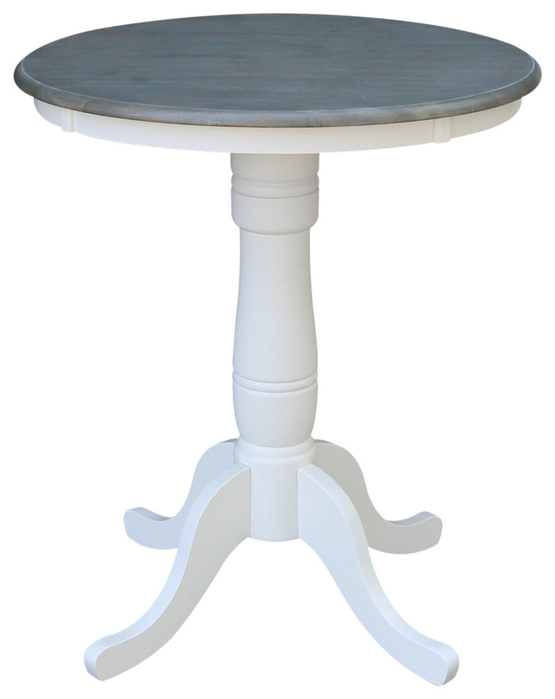 Round Top Pedestal Table, White/Heather Gray, 30 Inch Round