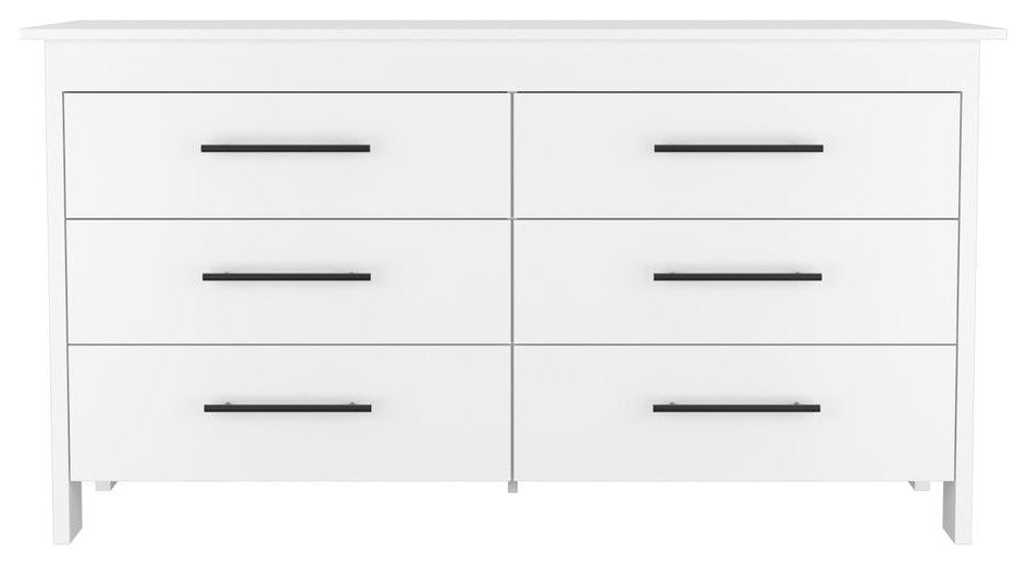 DEPOT E-SHOP: Paris 6 Drawer Double Dresser, 4 Legs, Metal Hardware