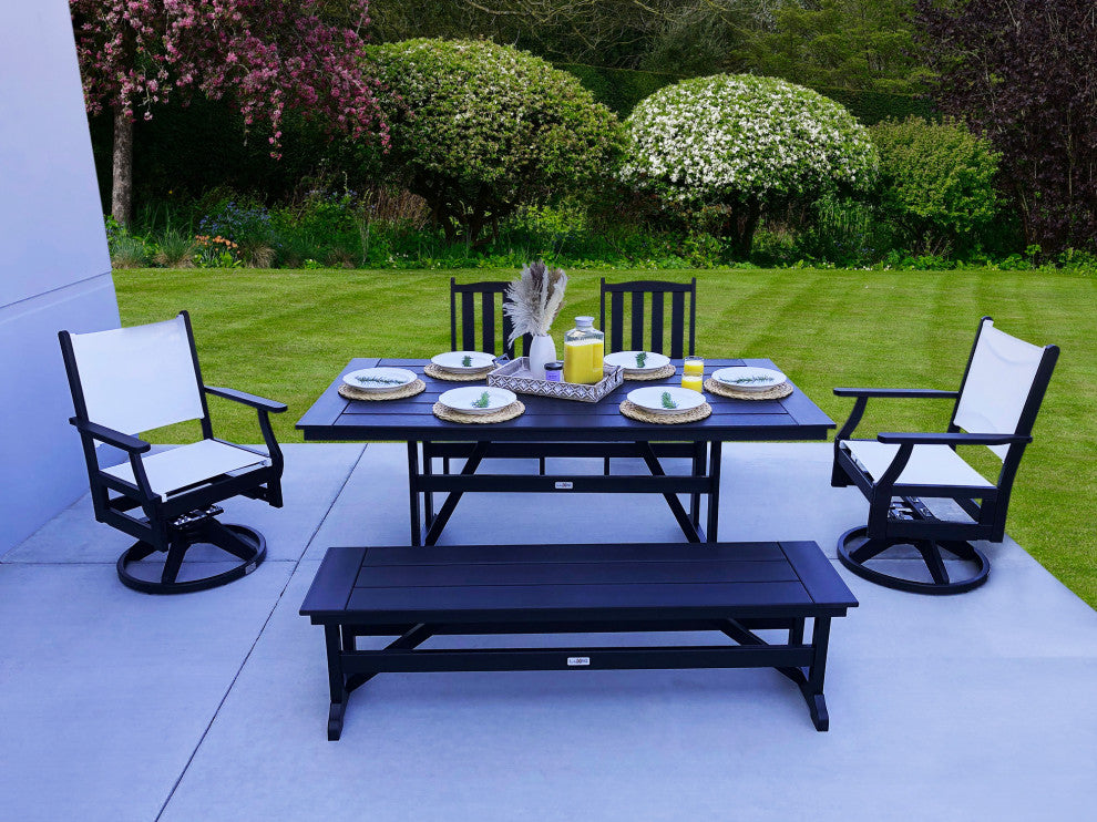Tuscany Sling Swivel Dining Set, Black, 6-Piece