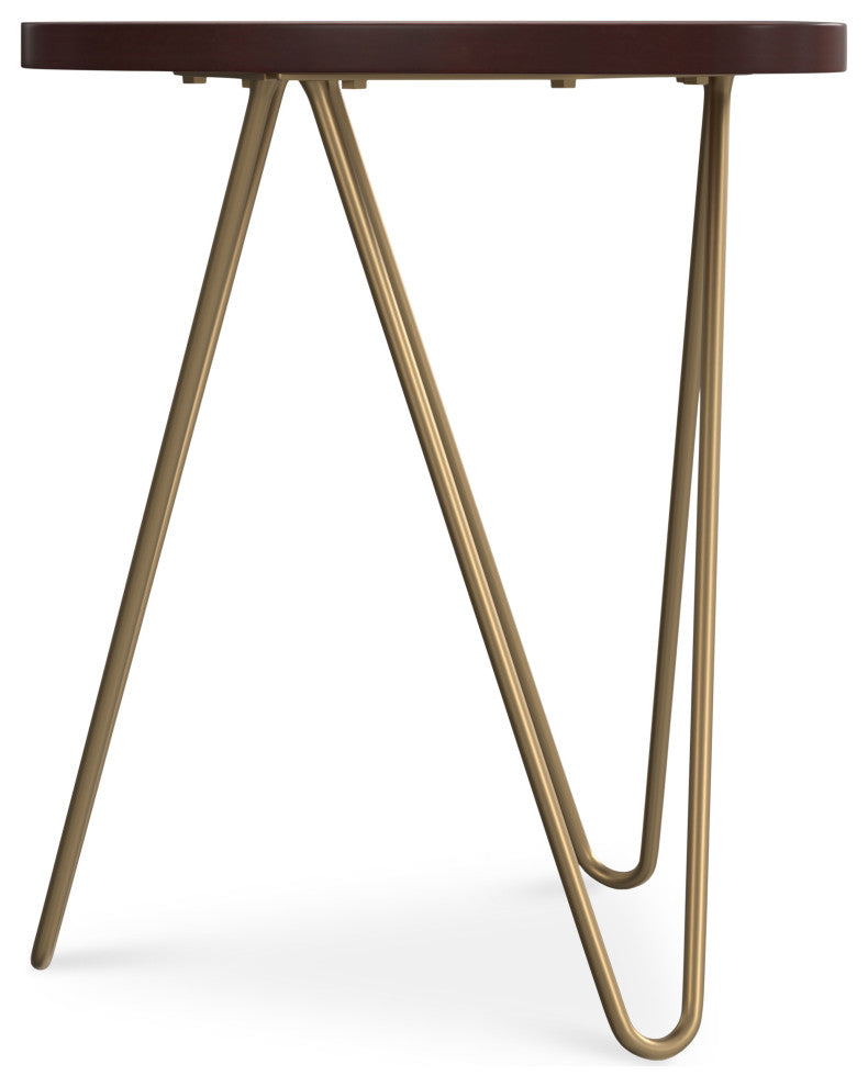 Patrice Metal and Wood Accent Table, Dark Brown, 18"