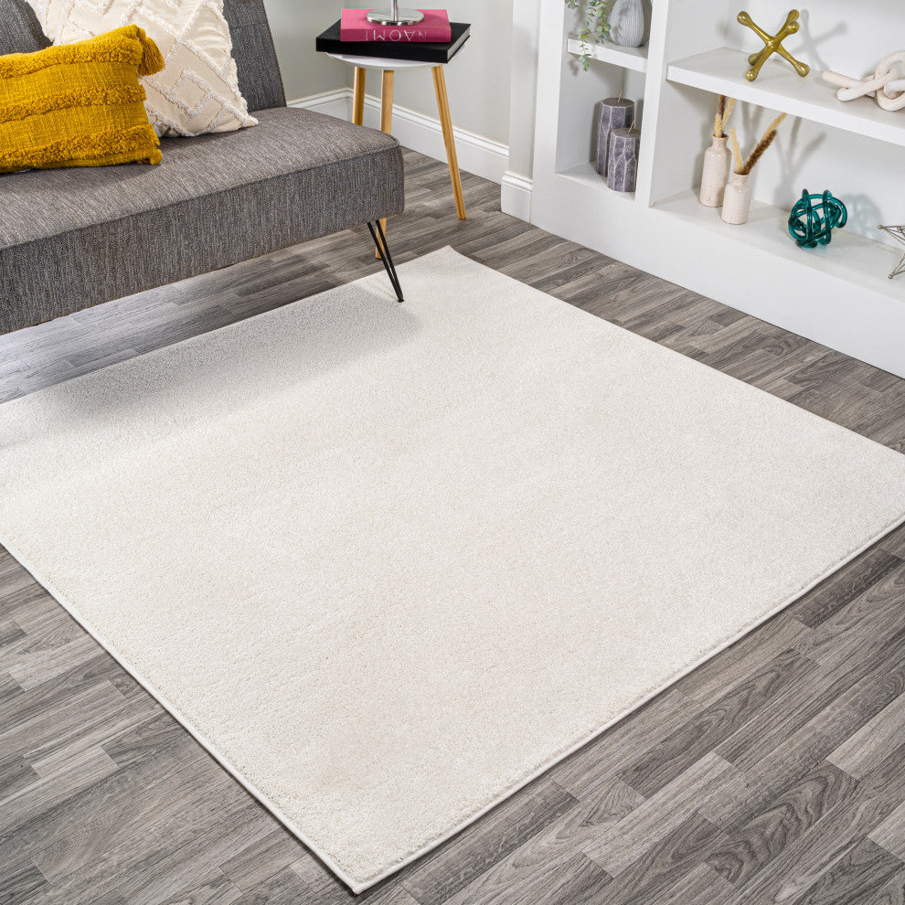 Haze Solid Low-Pile Cream 6' Square Area Rug