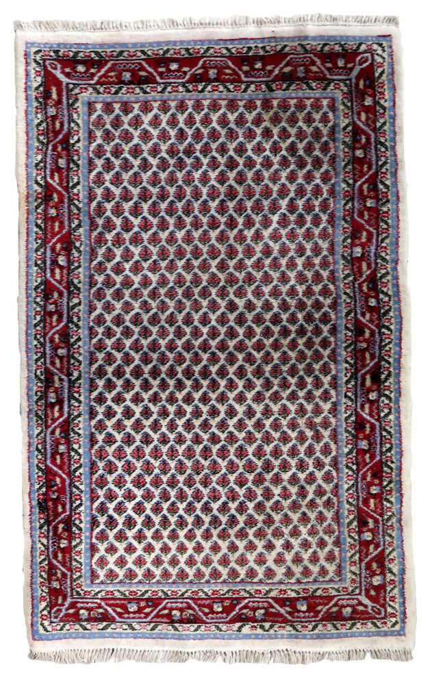 Handmade Vintage Indian Seraband Rug 3'x5.3', 94cmx162cm 1970s