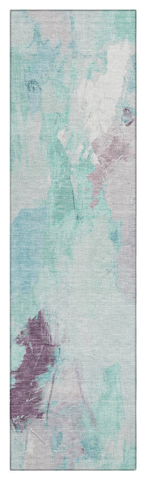 Machine Washable Indoor/Outdoor Chantille ACN1914 Teal 2'3" x 7'6" Runner Rug