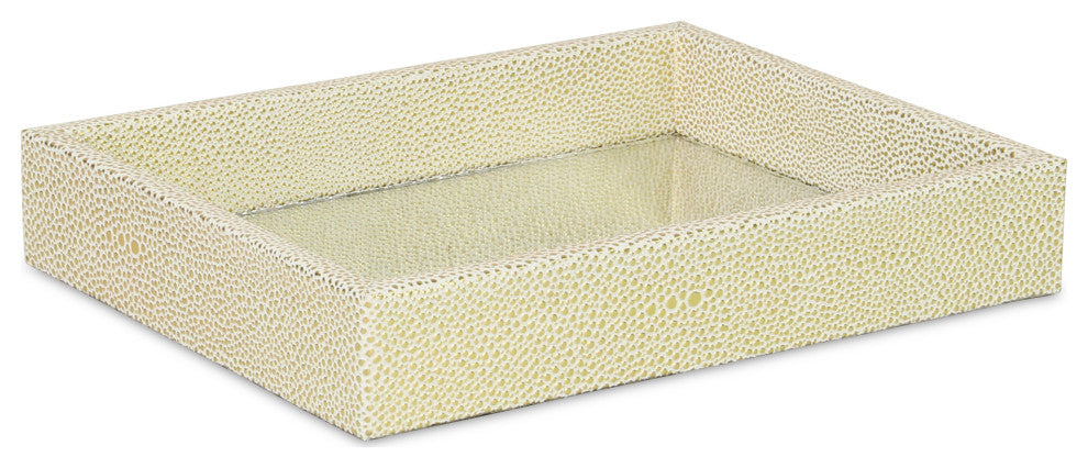 Labai Tray with Mirrored Interior, White Gold