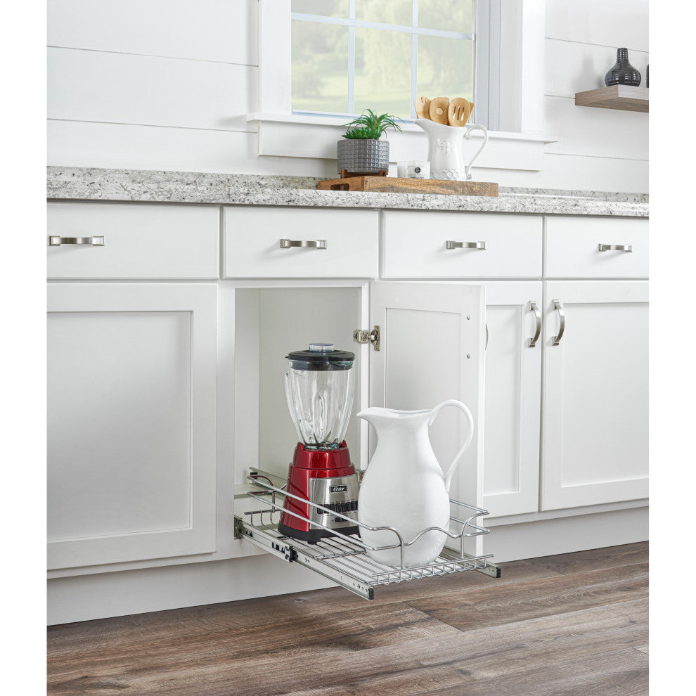 Single Tier Bottom Mount Pull Out Steel Wire Organizer, 11.75"
