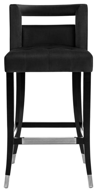 Hart Black Velvet Bar Stool - Black