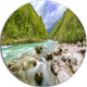 Slovenia Waterfall Panorama, Landscape Round Wall Art, 11"