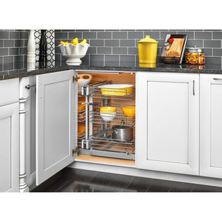 Steel 3-Tier Pull Out Organizer for Blind Corner Cabinets With Soft Close, 18"