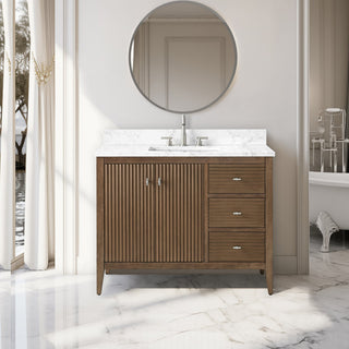 Vanity Art Freestanding Vanity, Walnut, 42", Single Sink, Brushed Nickel