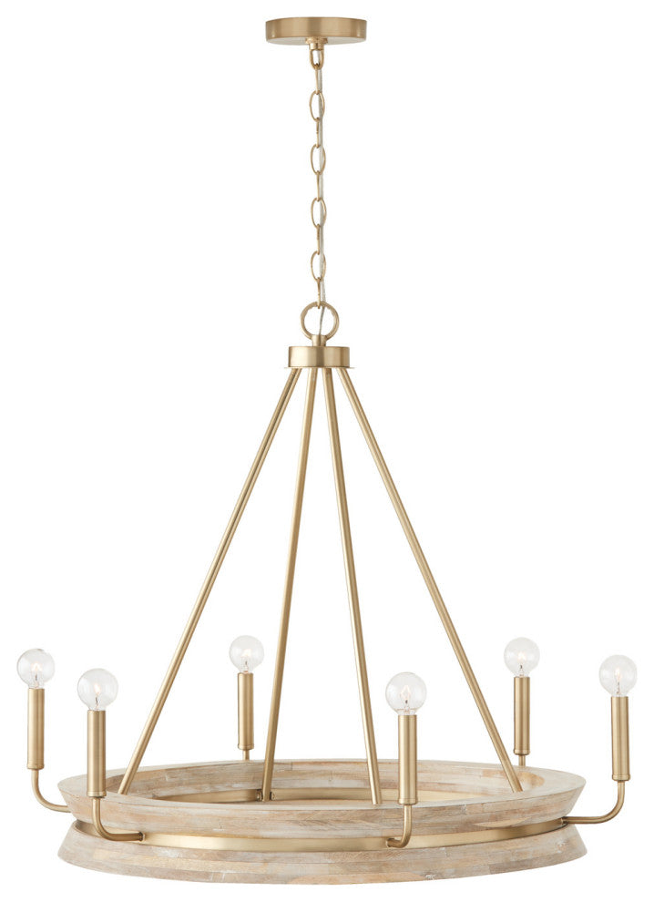 Capital Lighting 447361 Finn 6 Light 31"W Ring Chandelier - White Wash / Matte