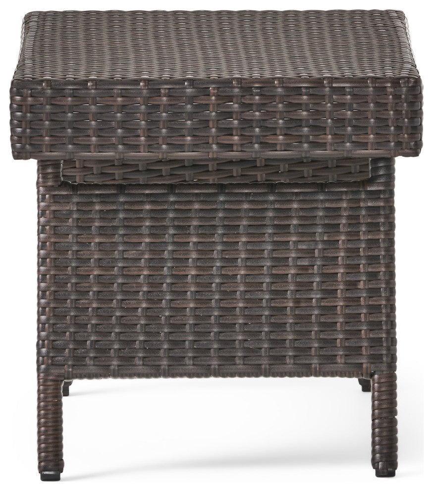 Olivia Outdoor Wicker Folding Side Table, Multibrown, Single