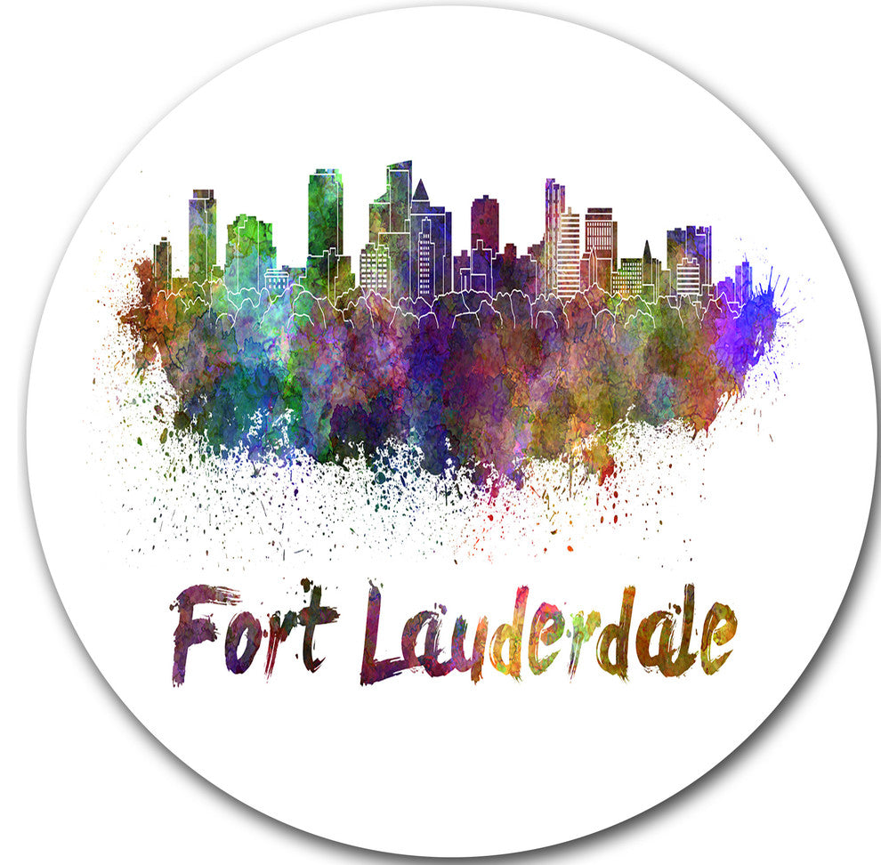 Fort Lauderdale Skyline, Cityscape Round Wall Art, 36"