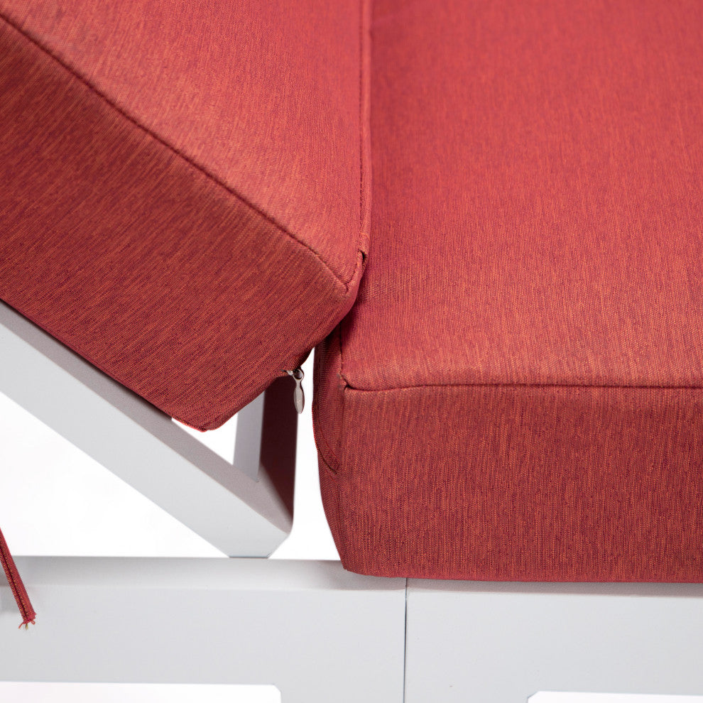 LeisureMod Chelsea Chaise Lounge Chair With Side Table, Red