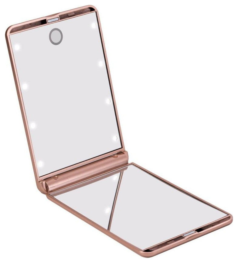 TouchUp Dimmable LED Compact Mirror, Rose Gold