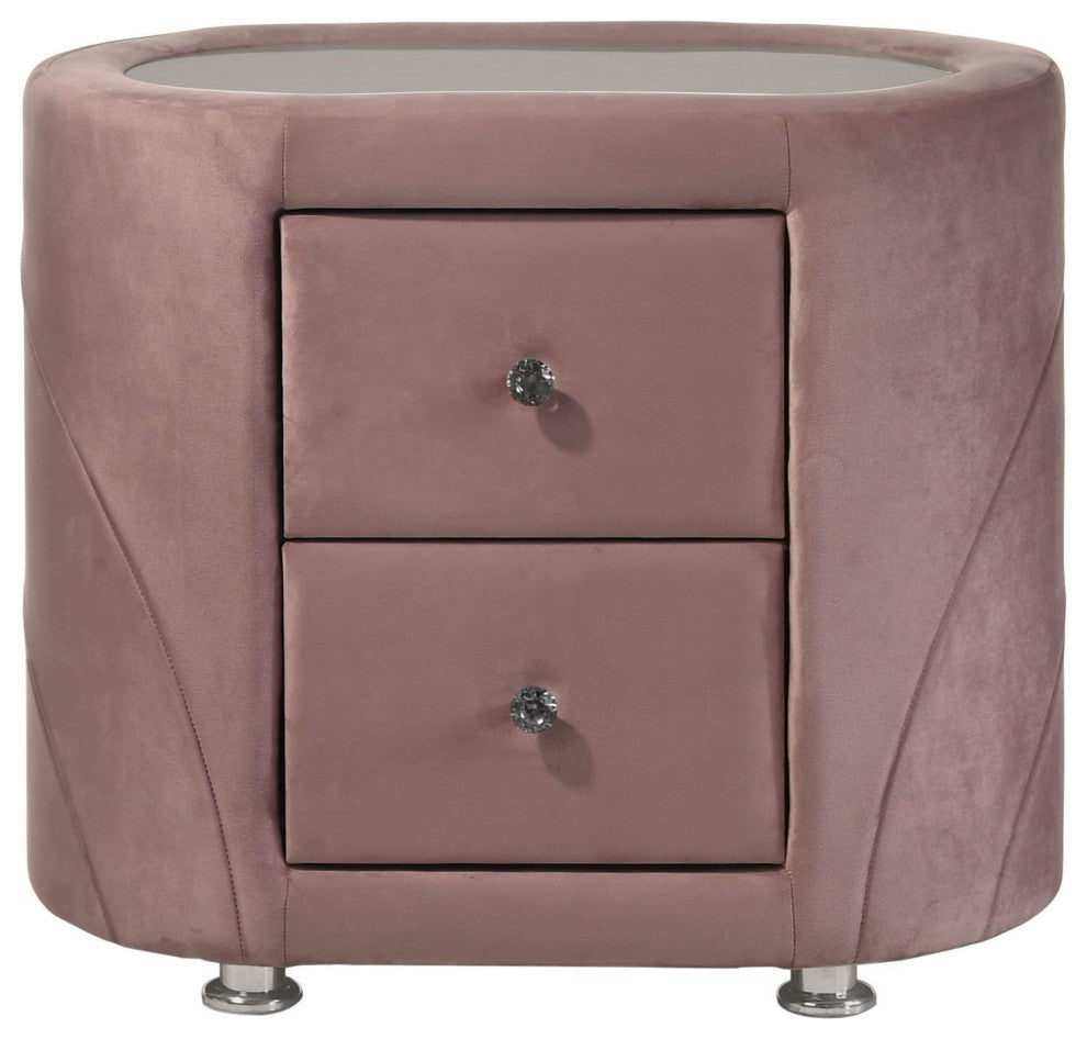ACME Salonia Nightstand, Pink Velvet