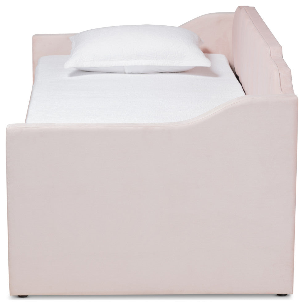 Zaida Modern Glam Trundle Daybed, Pink, Twin