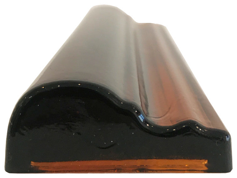 2x6 Chair Border Hand Poured Glass Tile, Amber